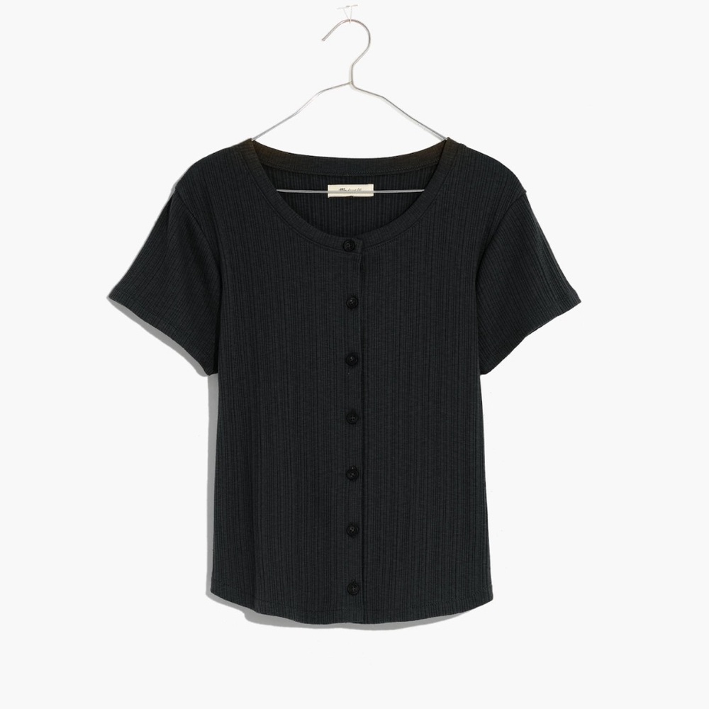 Madewell pointelle button-front slim tee
